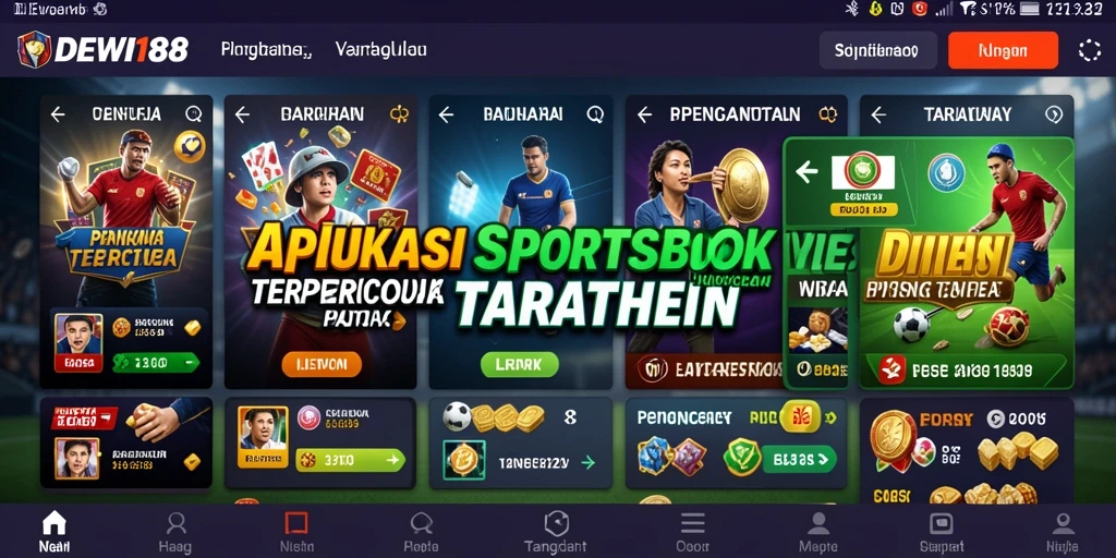 Tangkapan layar DEWI188 menunjukkan antarmuka aplikasi Sportsbook yang menarik dan informatif.
