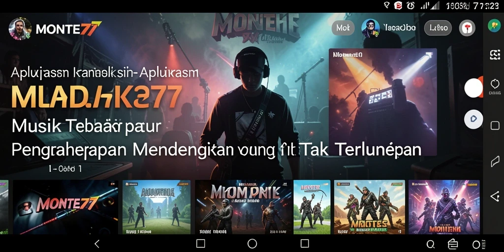 Tampilan screenshot MONTE77 yang menampilkan fitur menarik dan gameplay musik.