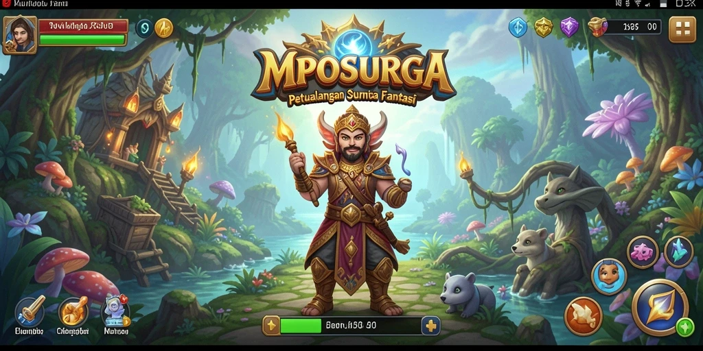 Screenshot utama MPOSURGA menampilkan aksi petualangan menegangkan.