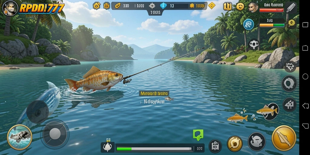 Tangkapan layar gameplay RPIDN777 dengan suasana memancing yang menenangkan.